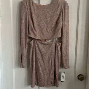 City Studio Sparkling Pink Long Sleeve Dress
